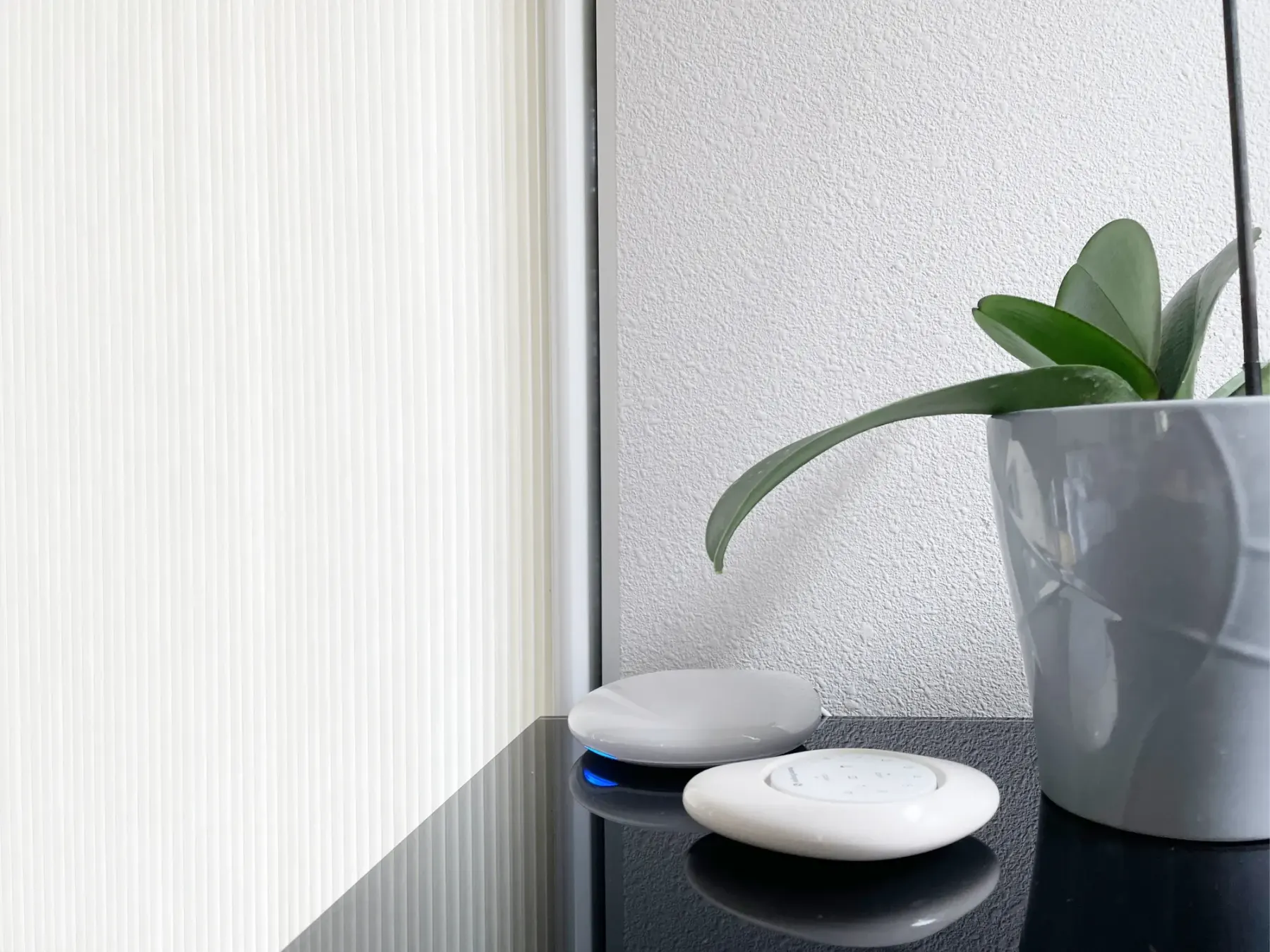 Honeycomb shade with PowerView Gateway and remote in a Bellevue home