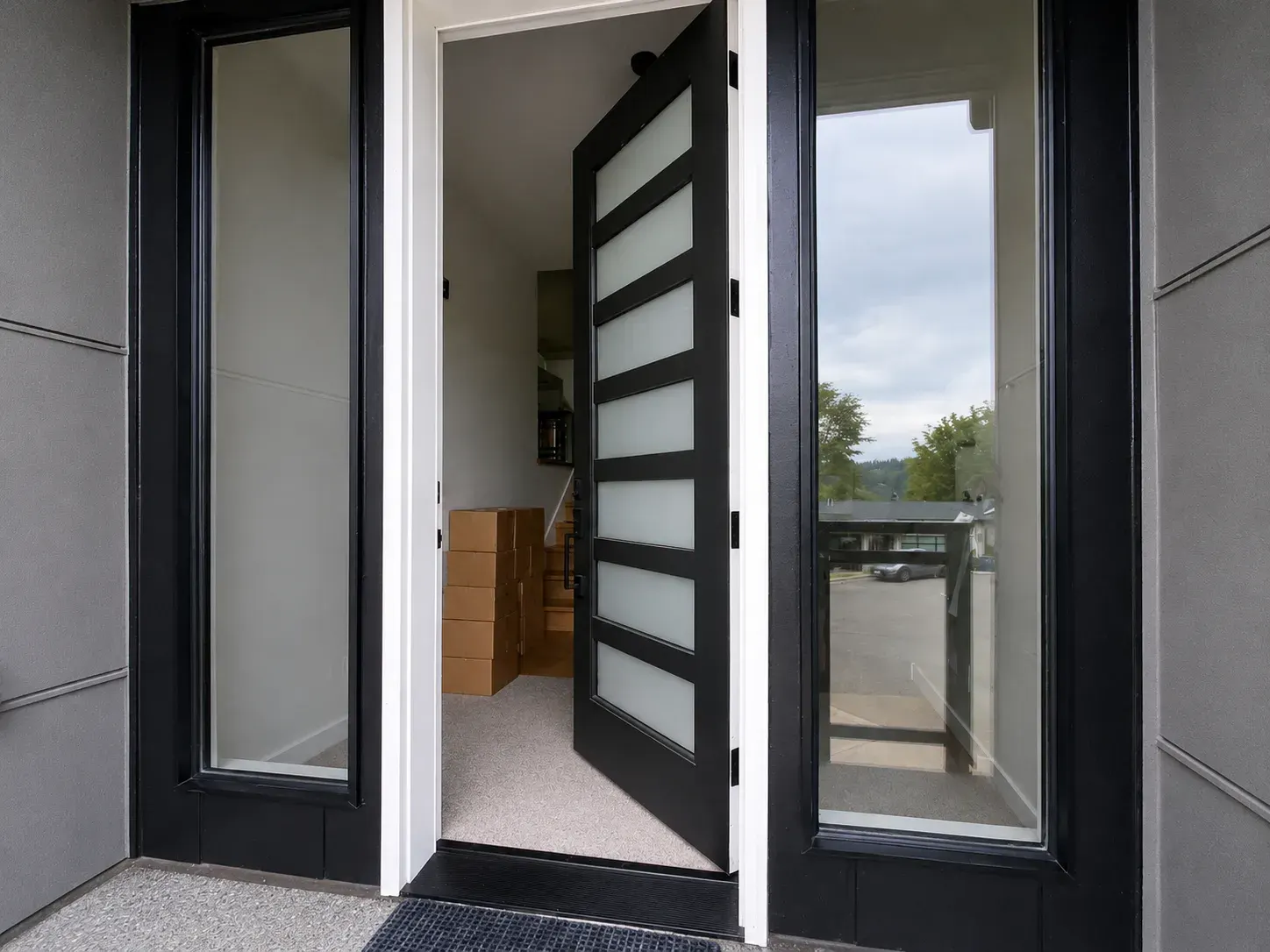 Front entrance new home in Bellevue, WA