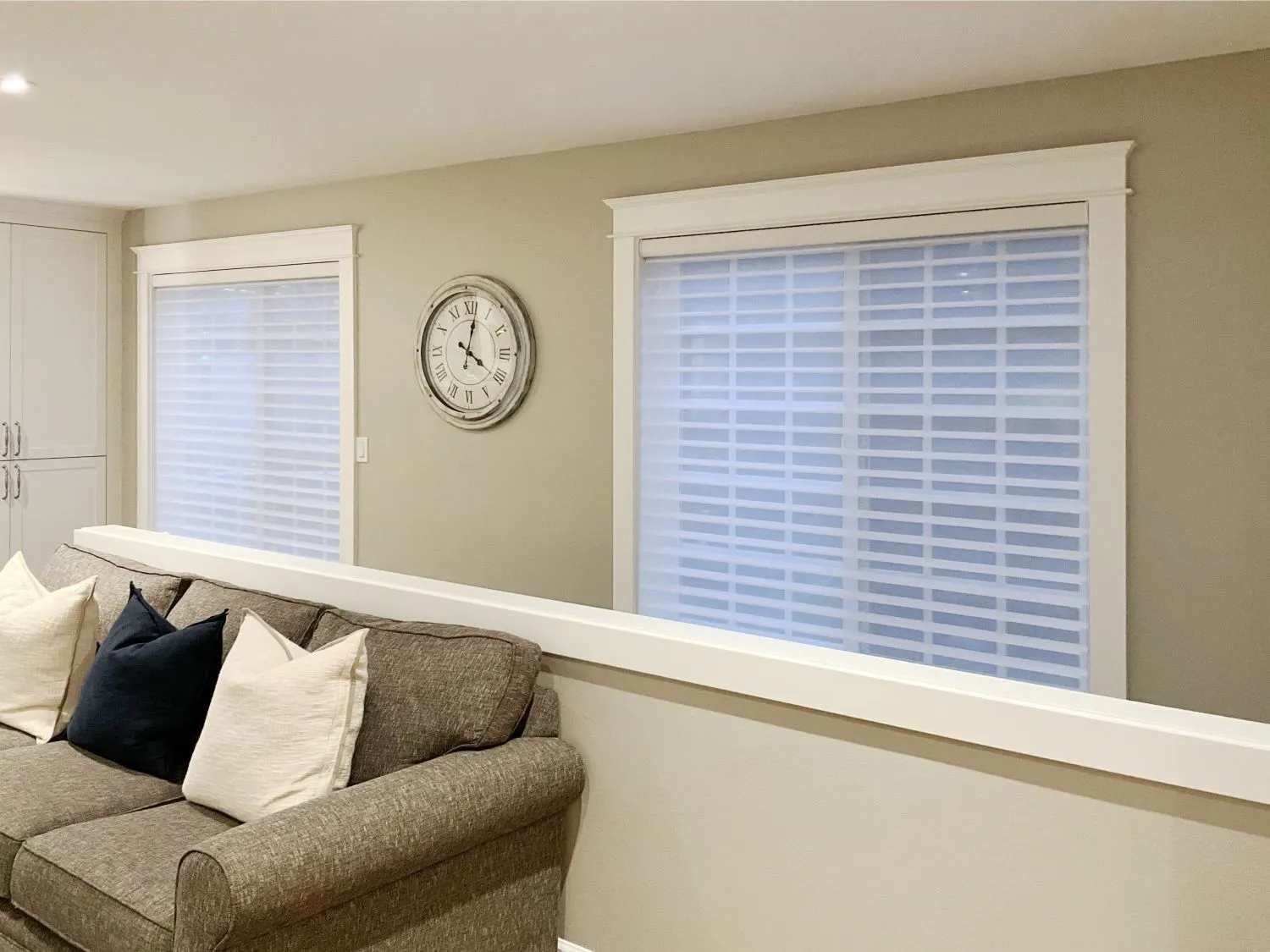Motorized Silhouette Sheer Shades for a stairway in Woodinville, WA