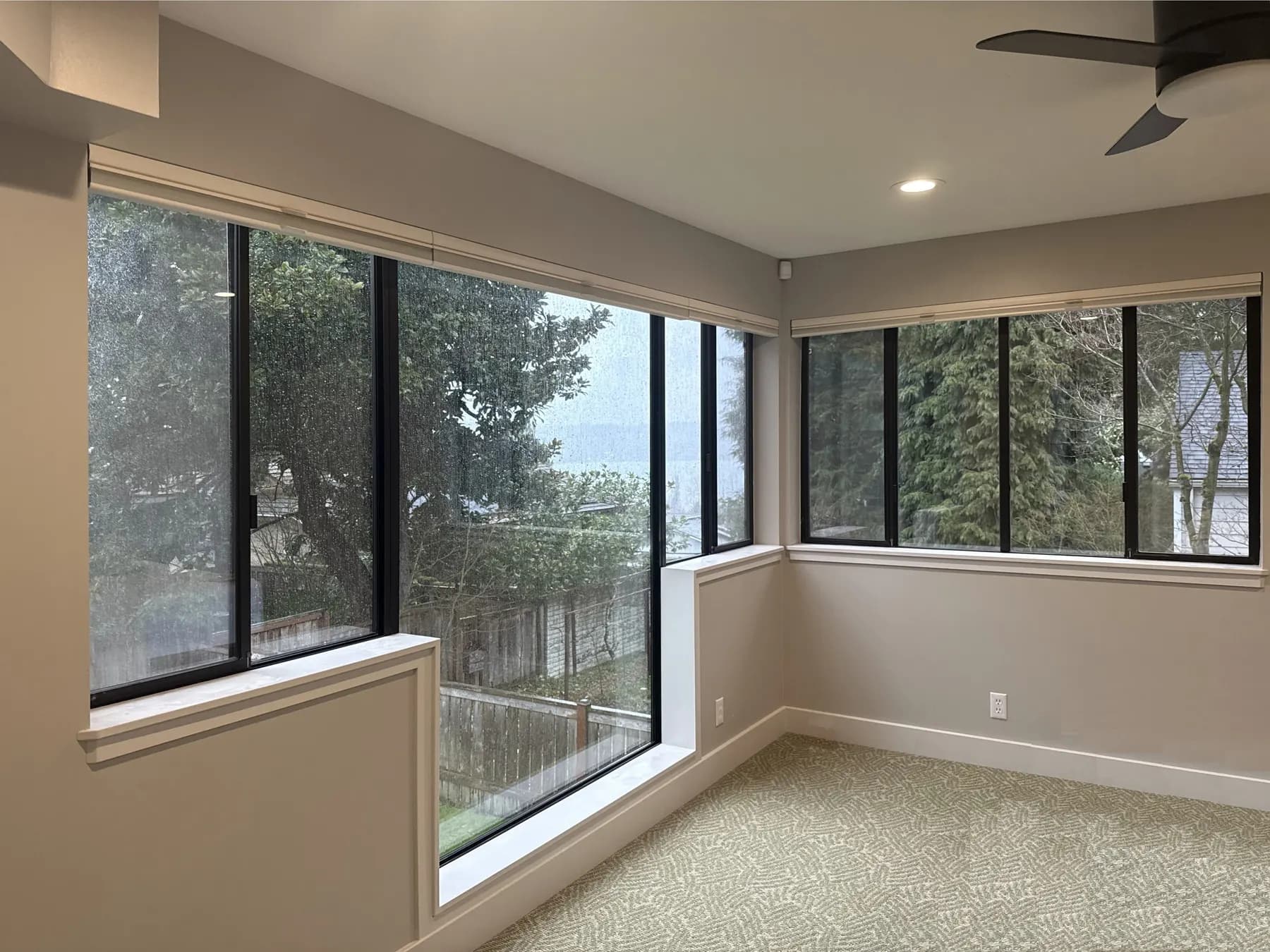 Honeycomb Shades Raised for Odd-Shaped Windows in Maple Leaf, Seattle