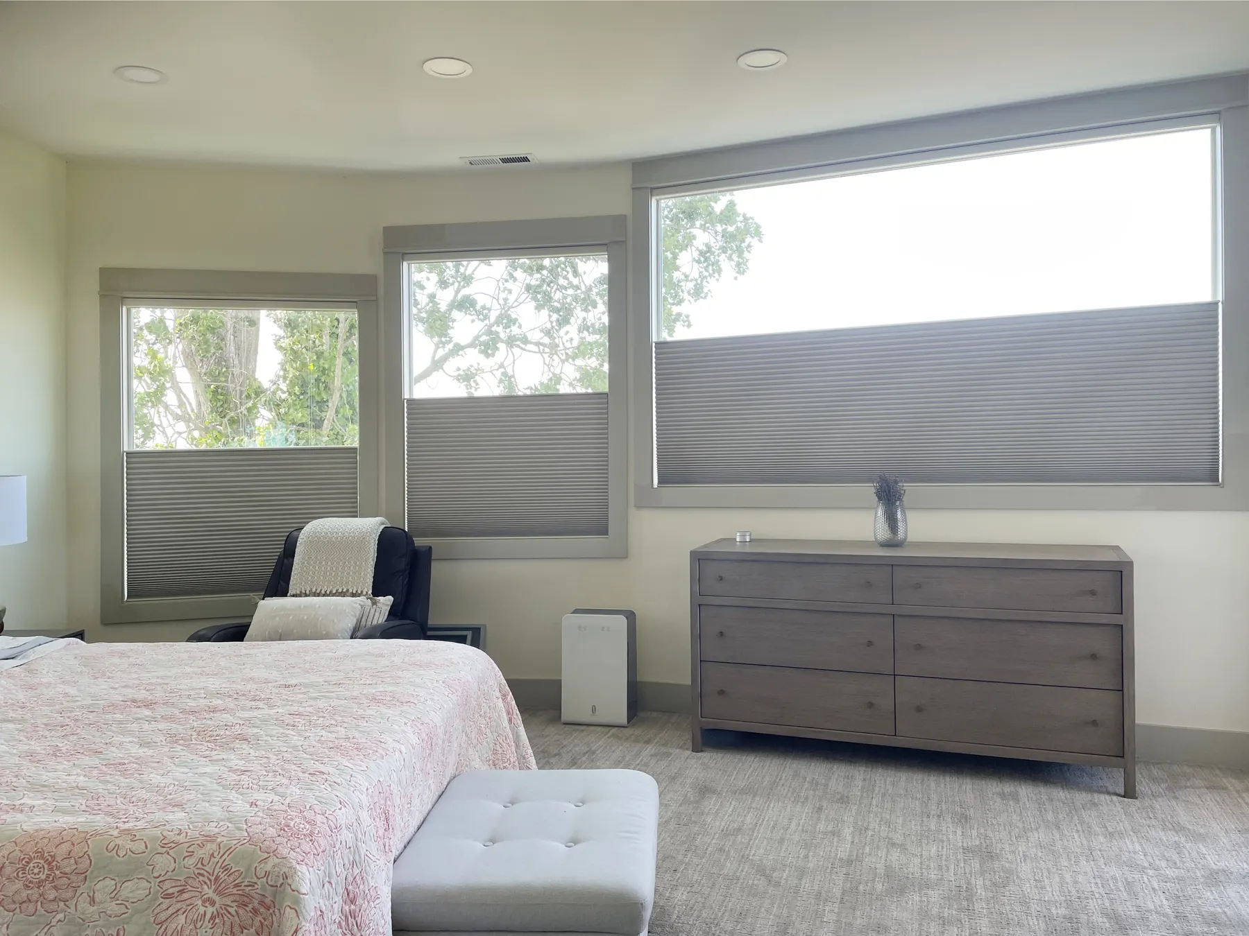 Motorized Blackout Honeycomb for a Primary Bedroom in West Seattle
