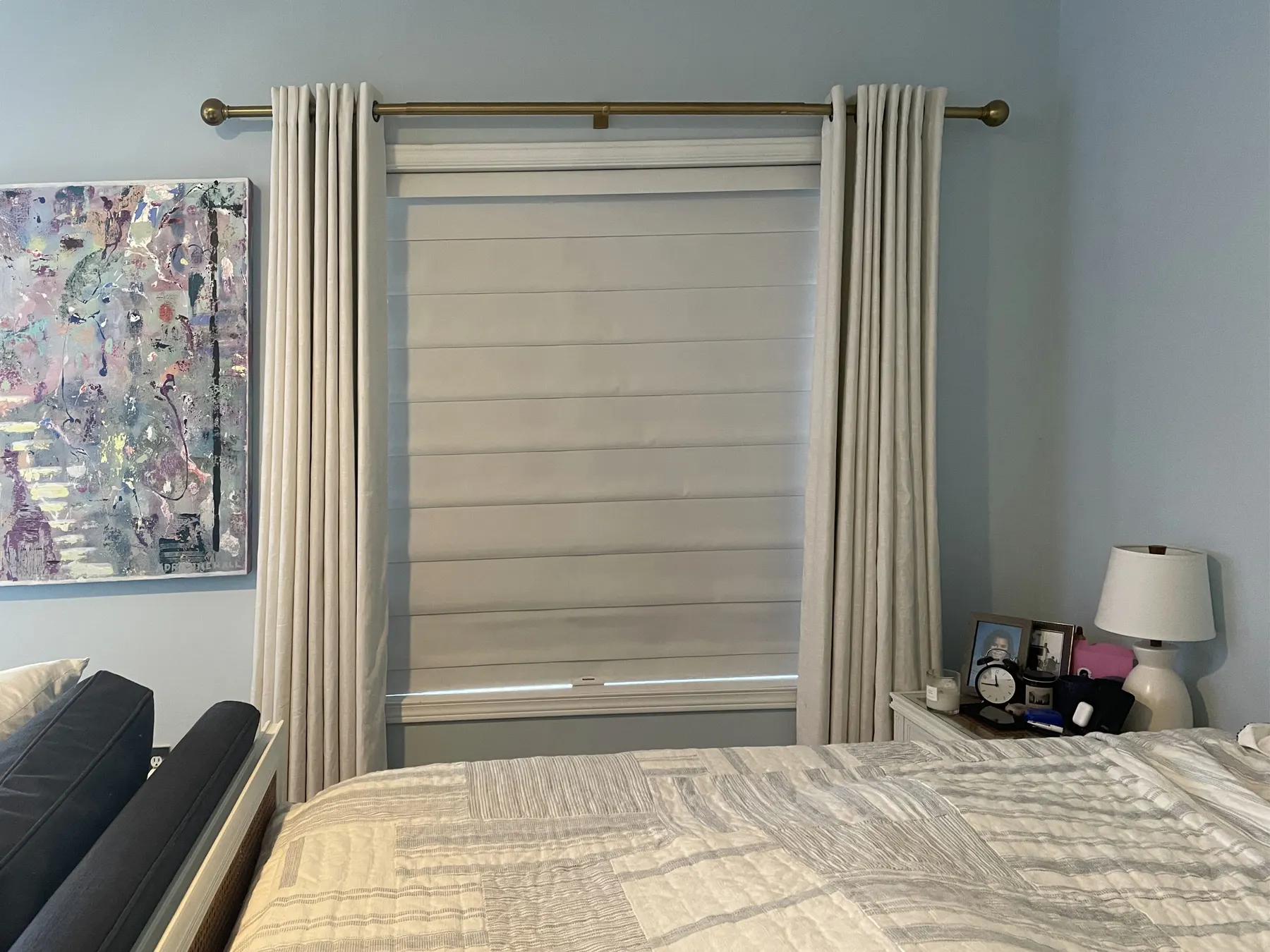 Blackout Roman Shades for a Bedroom a Renton Lake View Home
