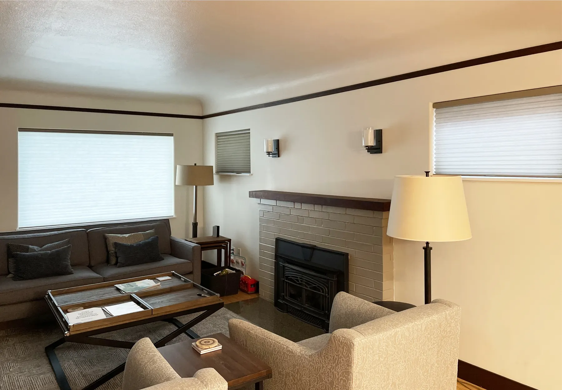 Honeycomb shades for living room in Ballard, Seattle