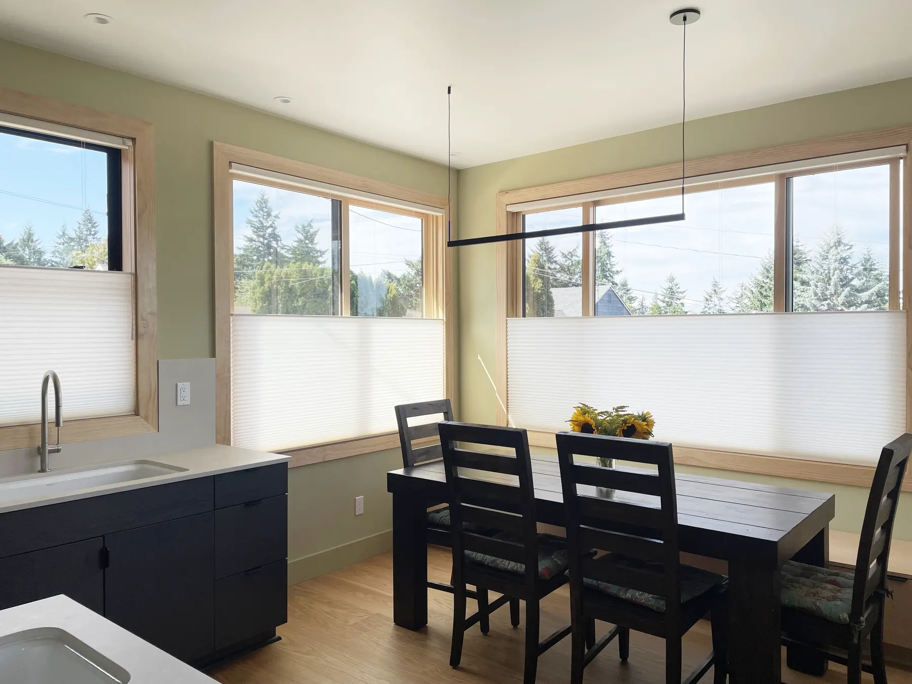 Honeycomb Shades for Kitchen and Dining Room in West Seattle