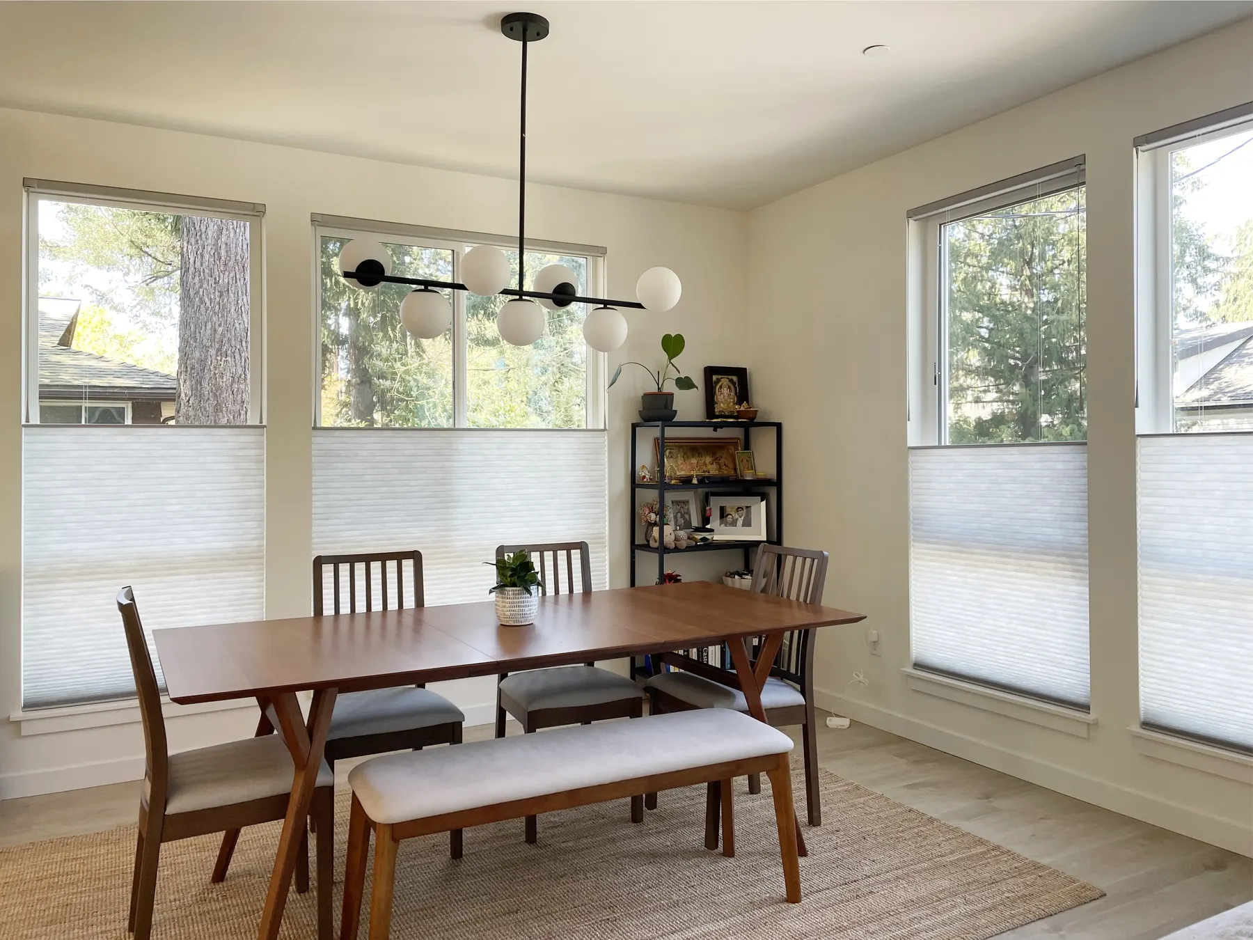 Top-Down Honeycomb Shades for a Dining Room in Maple Leaf, Seattle
