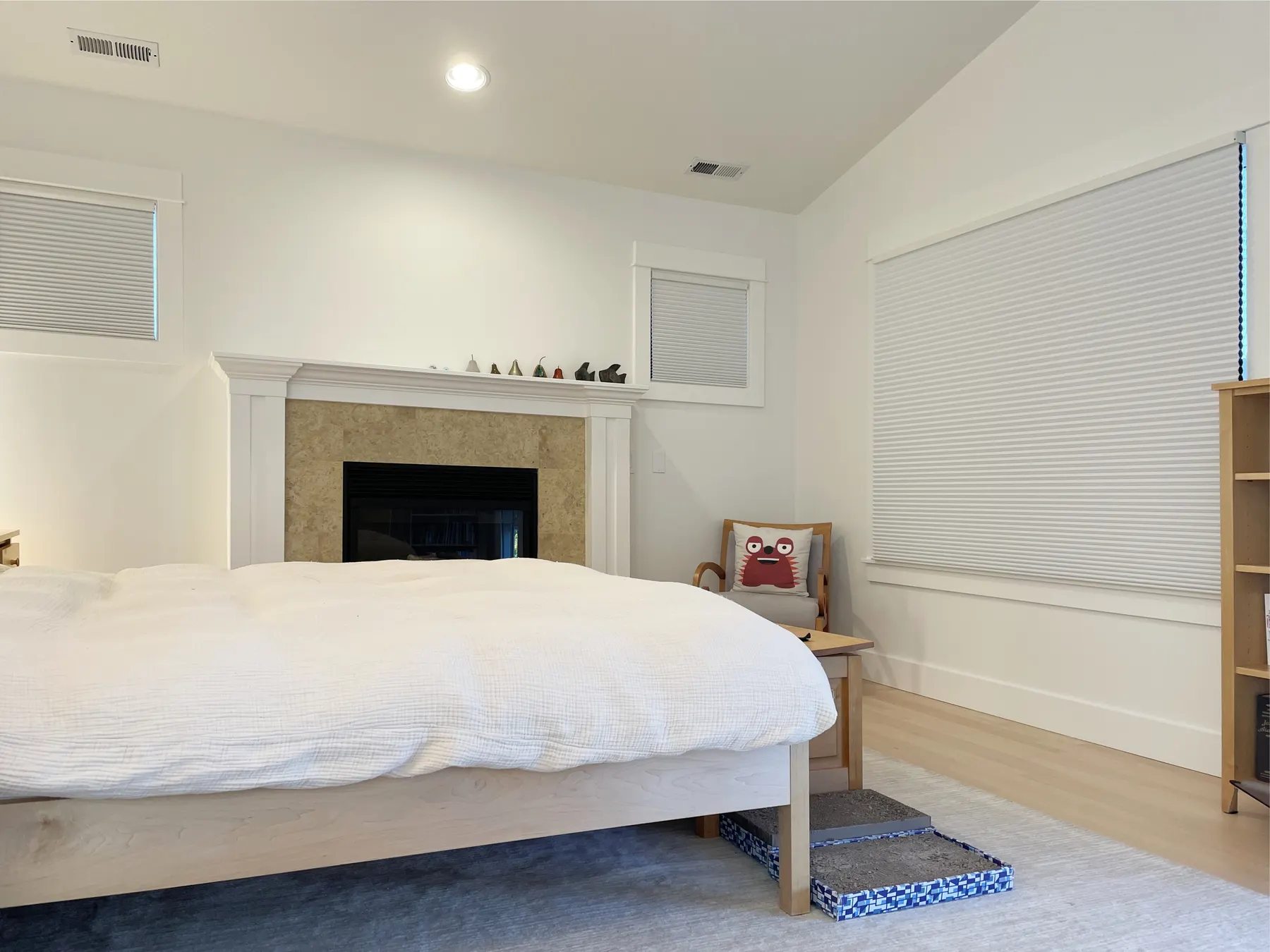 Motorized Blackout Honeycomb Shades for a Bedroom in Phinney Ridge, Seattle
