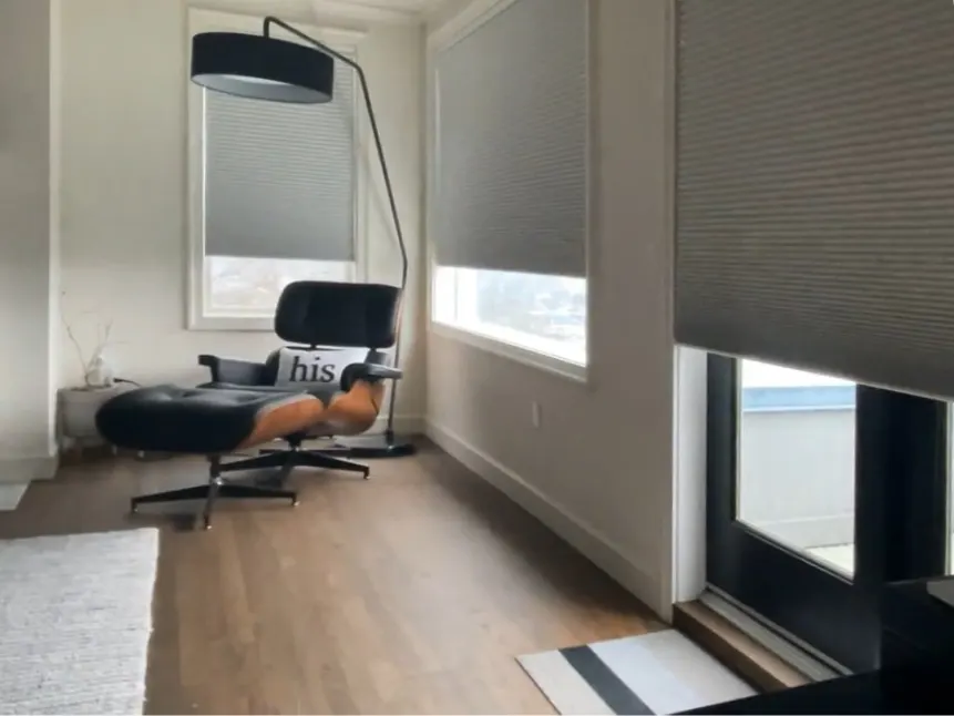 Motorized Honeycomb Shades for a Loft in Queen Anne, Seattle