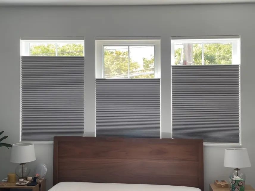 Motorized Blackout Honeycomb Shades for a Bedroom in West Seattle