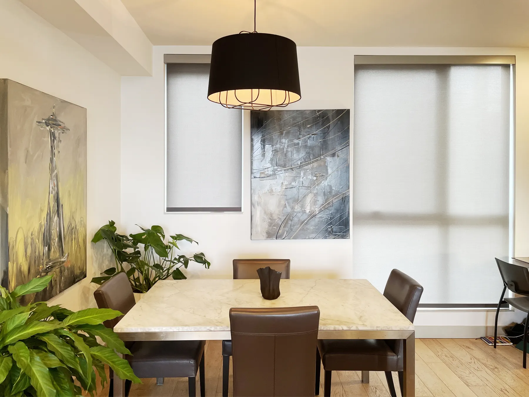 Motorized Roller Shades for a Dining Room in Eastlake, Seattle