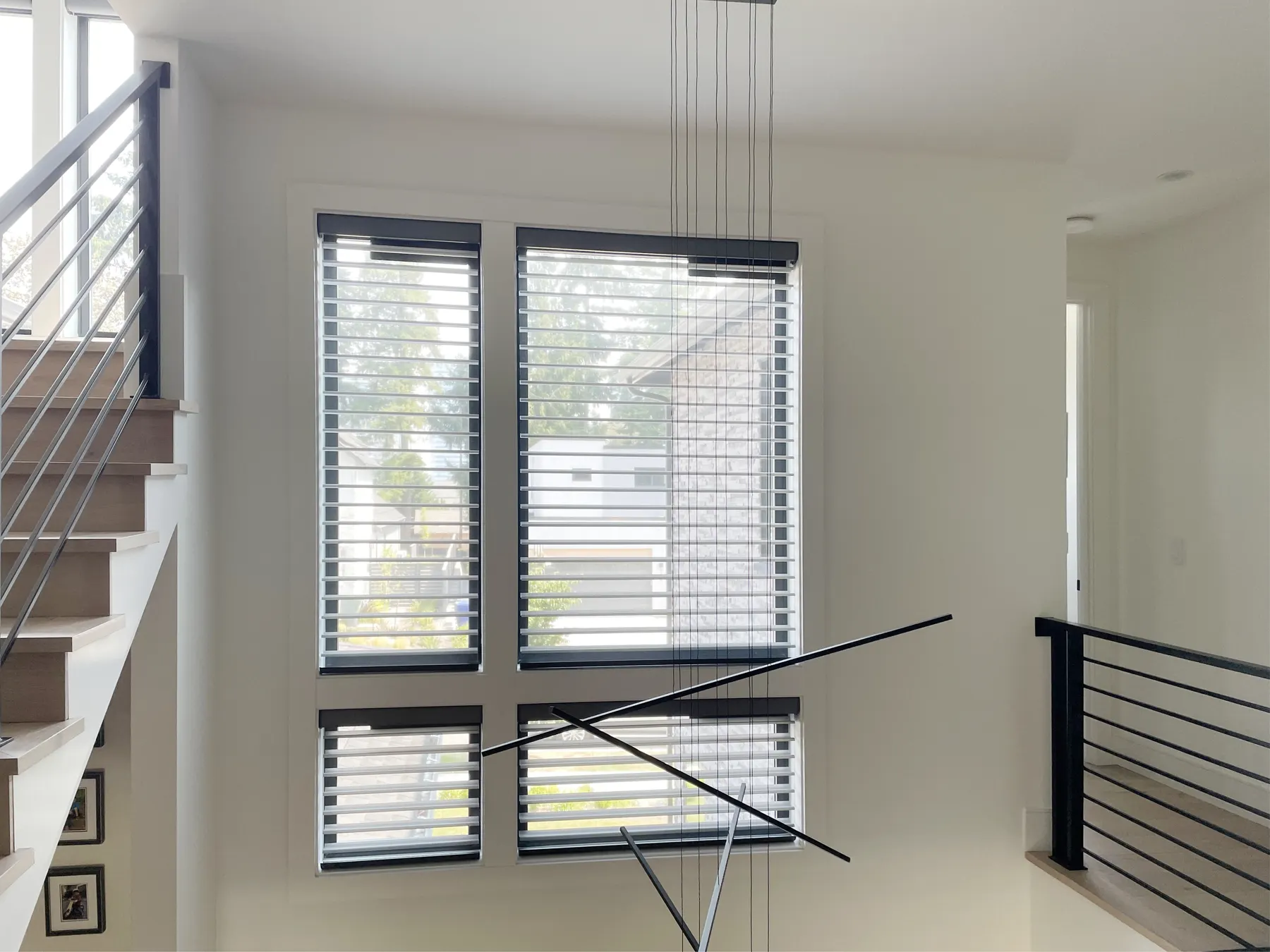 Motorized Silhouette Sheer Shades for Upper Windows in Bellevue