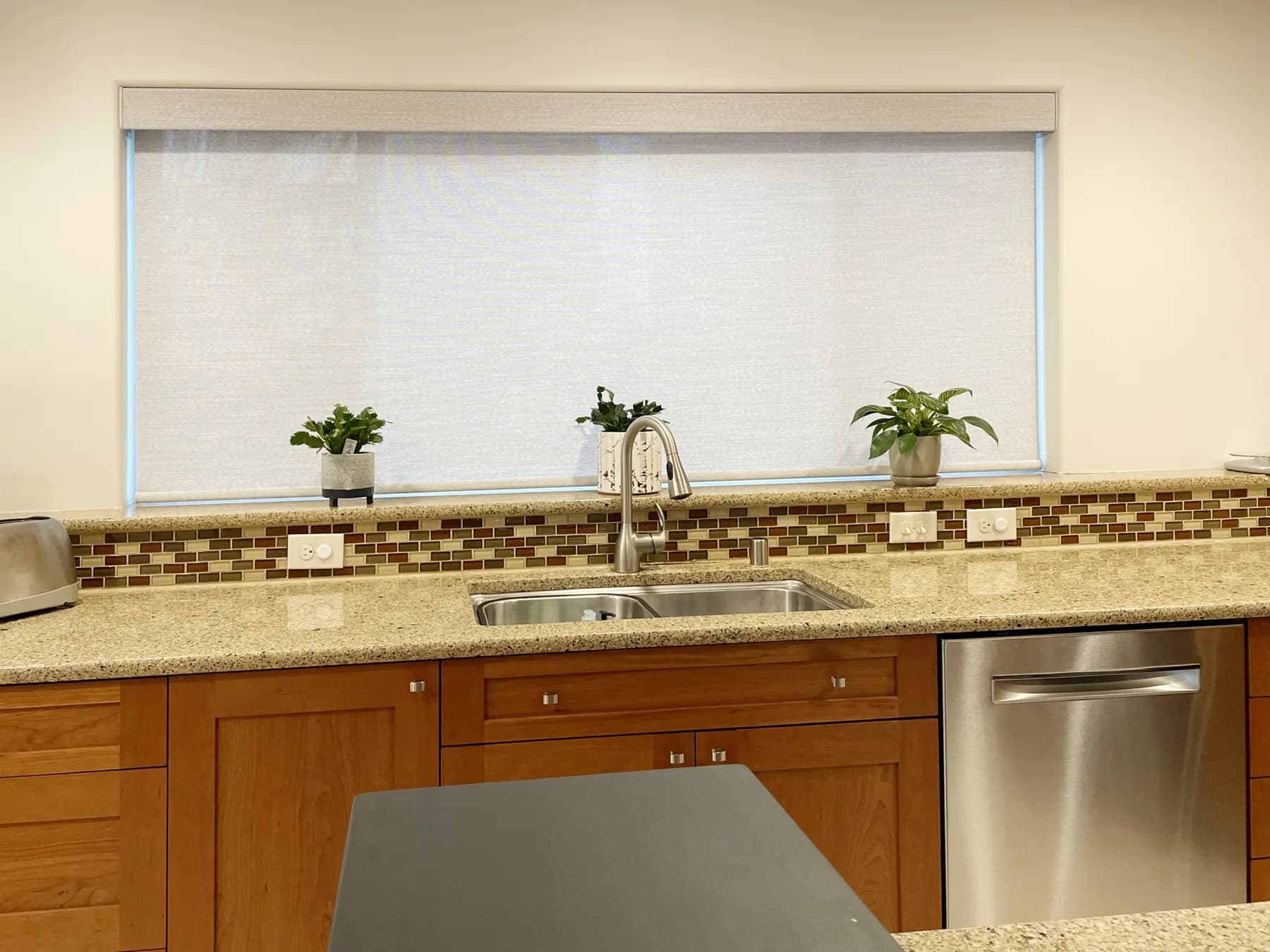 Motorized Solar Shades for Kitchen in Ballard, Seattle