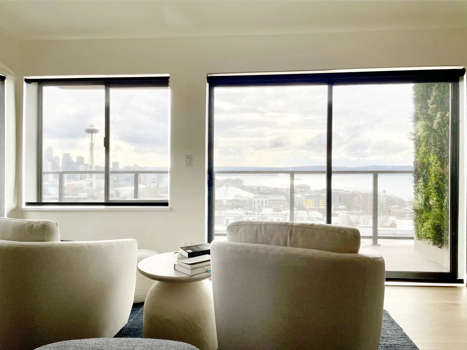 Motorized Solar for a Living Room with Space Needle Views in Queen Anne, Seattle