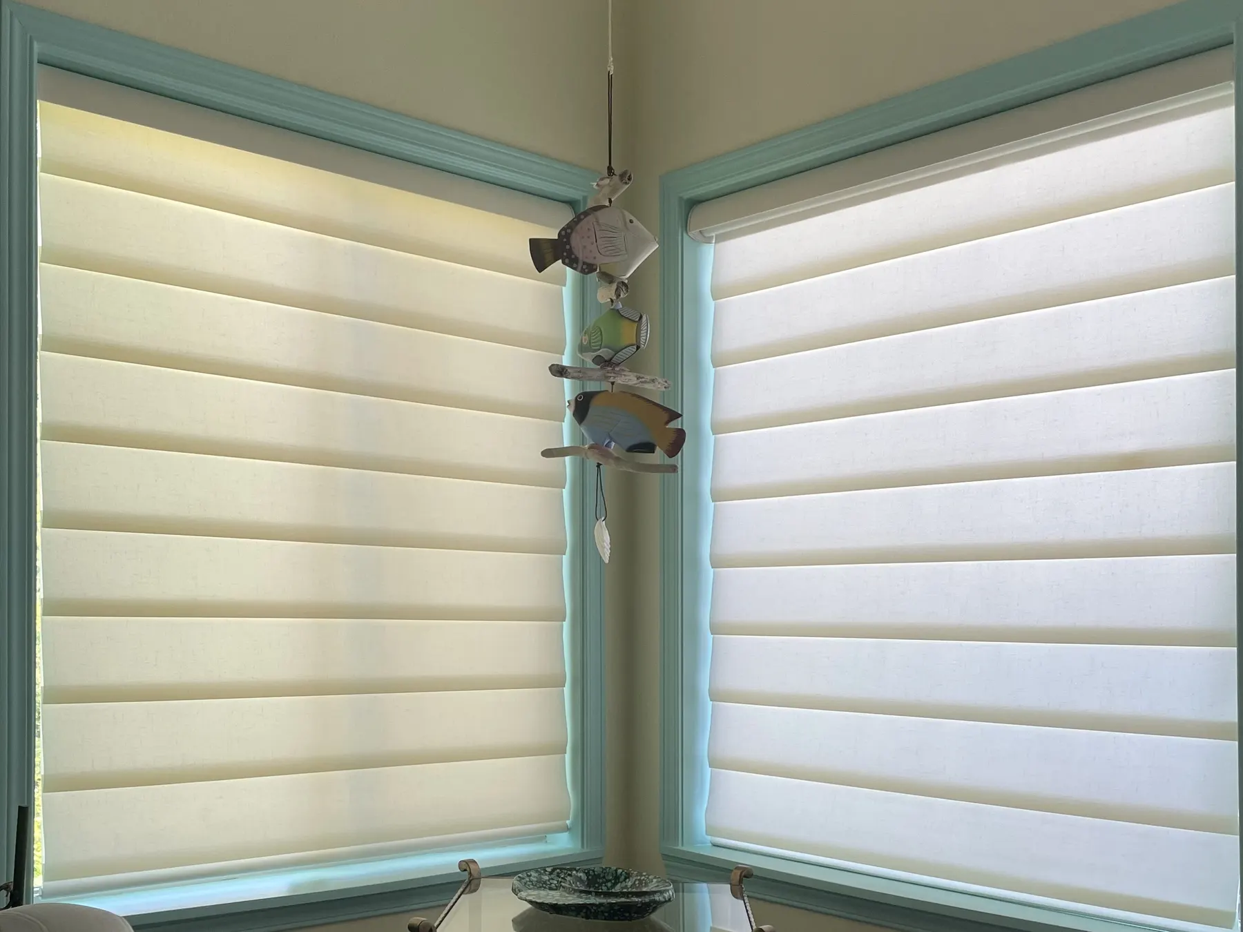 Close-up of Roman Shades for Windows in a Renton Lake View Home