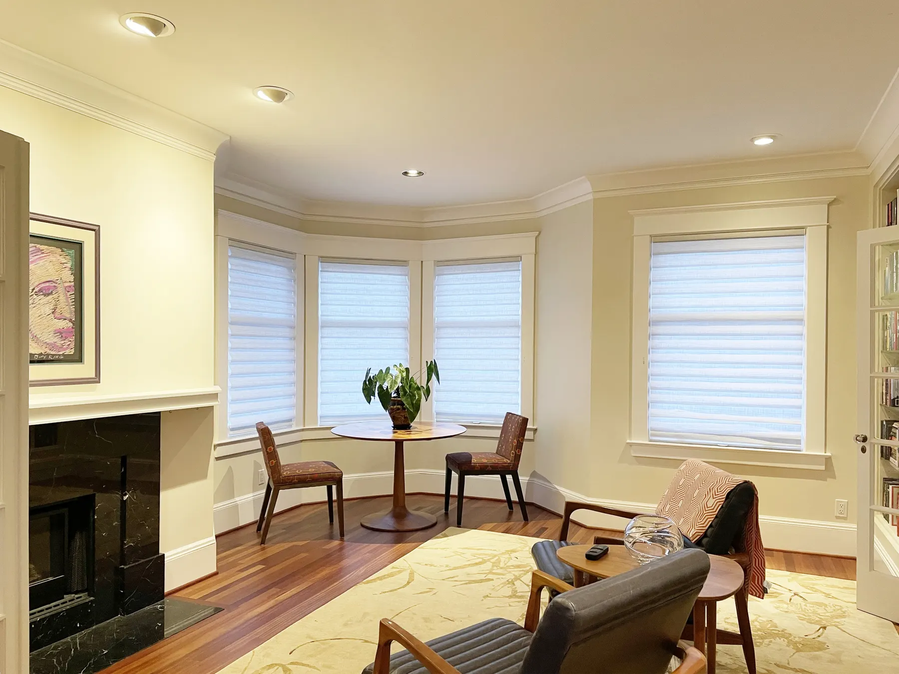 Light Filtering Roman Shades for a Remodeled Living Room in Madrona, Seattle