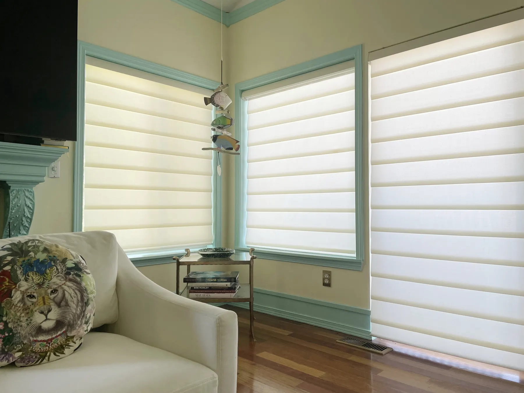 Roman Shades for Windows & Sliding Door in a Renton Lake View Home
