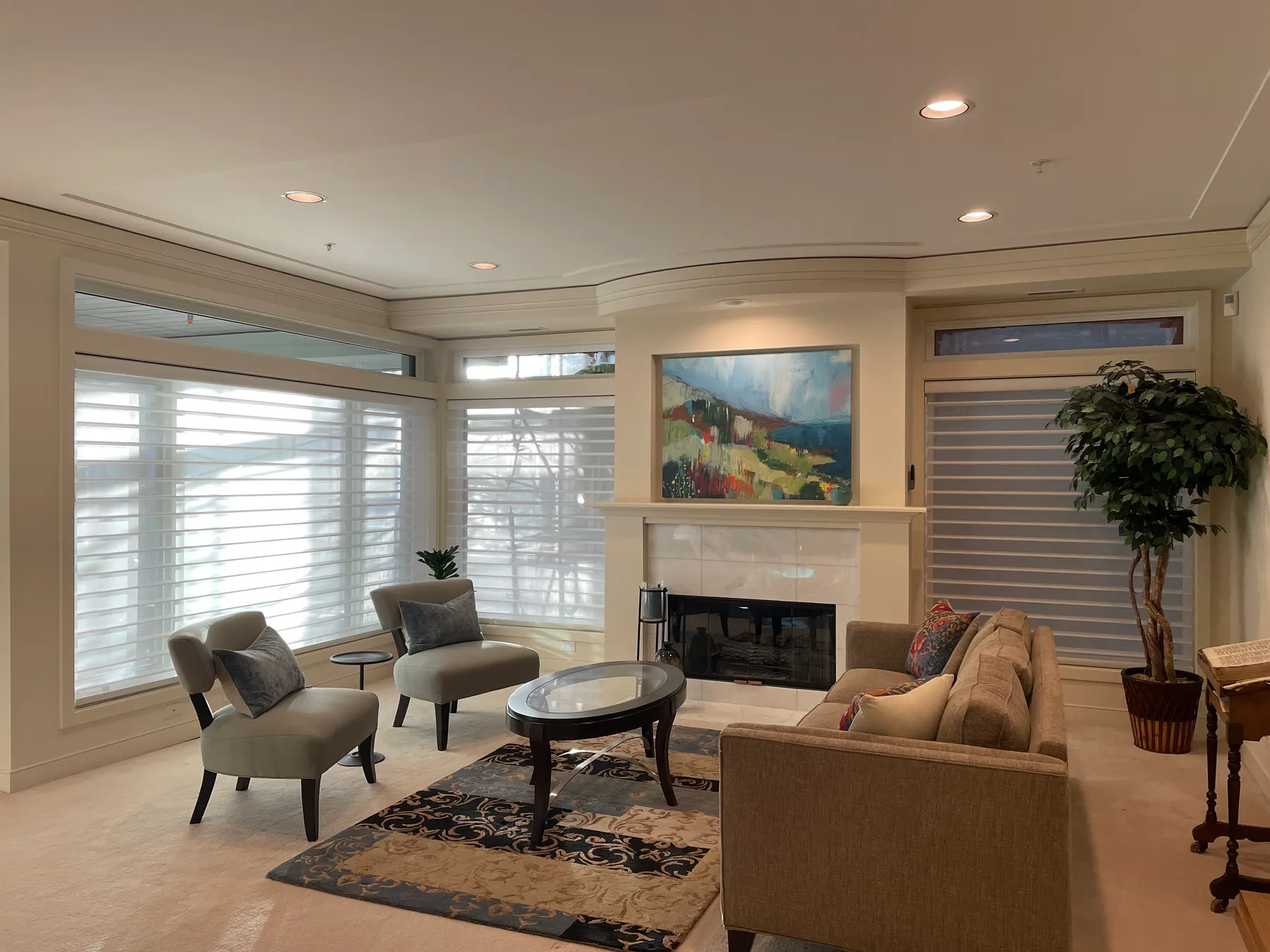 Silhouette Sheer Shades for a Renovated Living Room in Kirkland