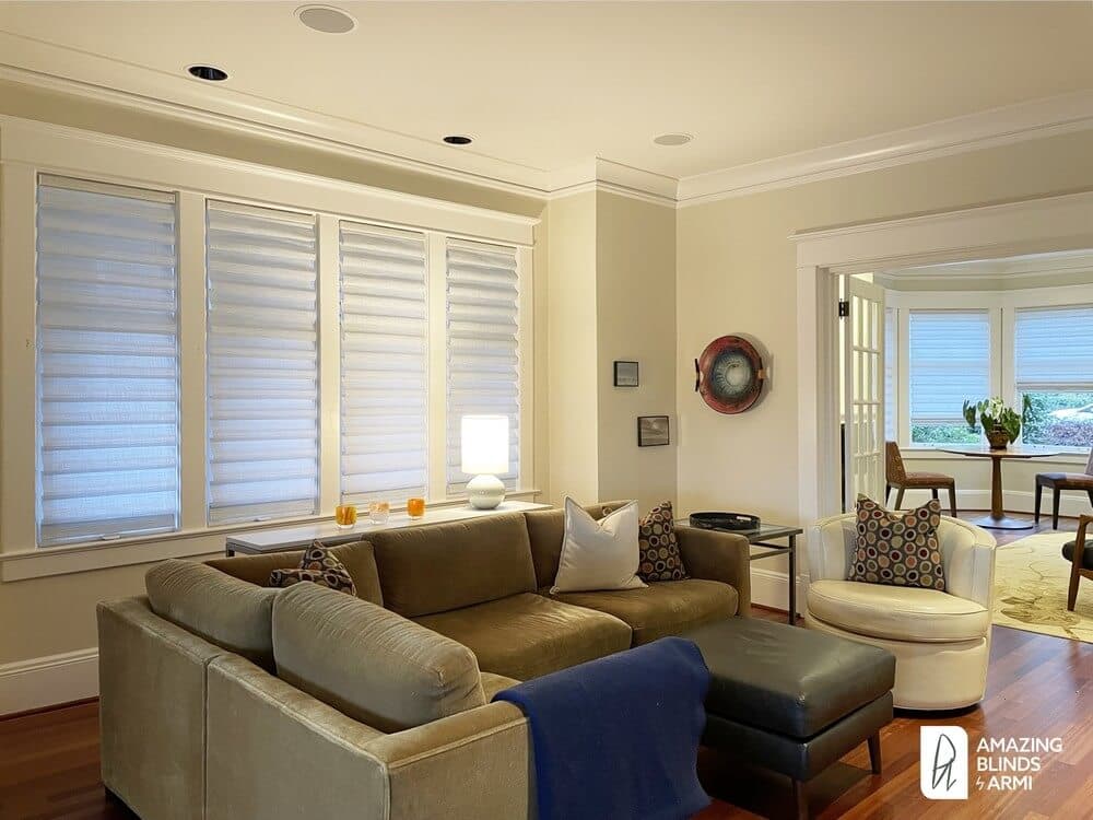 Classic Roman Shades for a Living Room on 37th Ave in Madrona, Seattle, WA