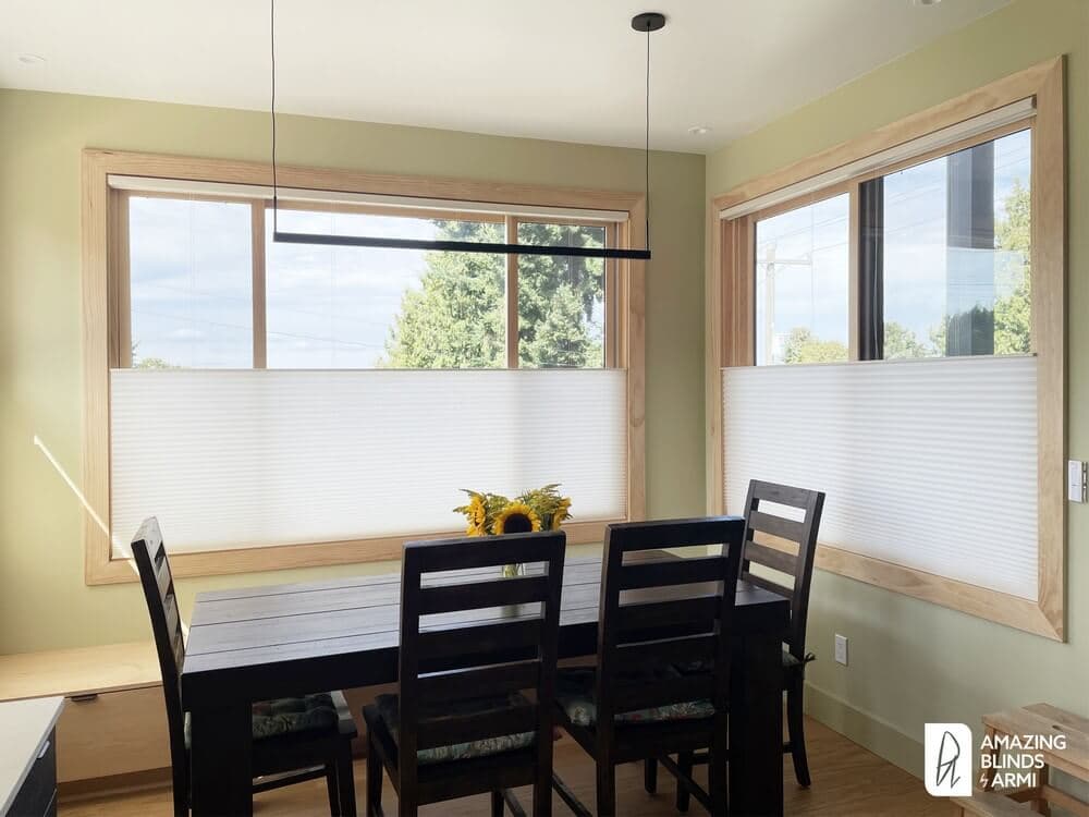 Contemporary Honeycomb Shades for Wide Windows on SW Othello St in West Seattle, WA 2