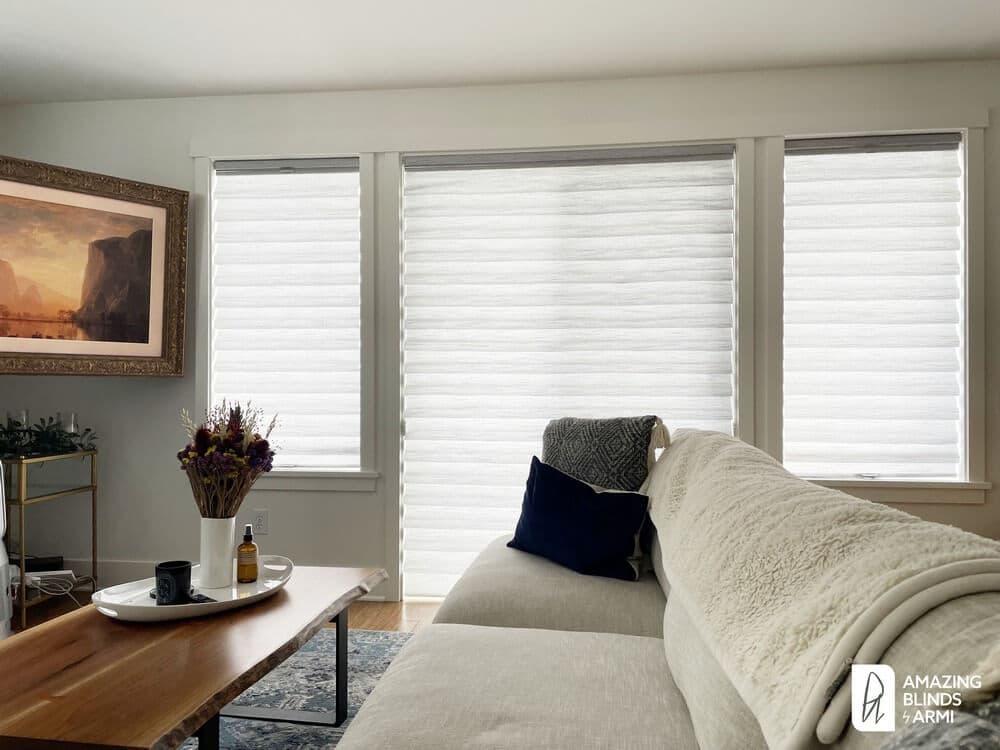Elegant Roman Shades for Sliding Glass Door on E Denny Way in Madison Park, Seattle, WA 3