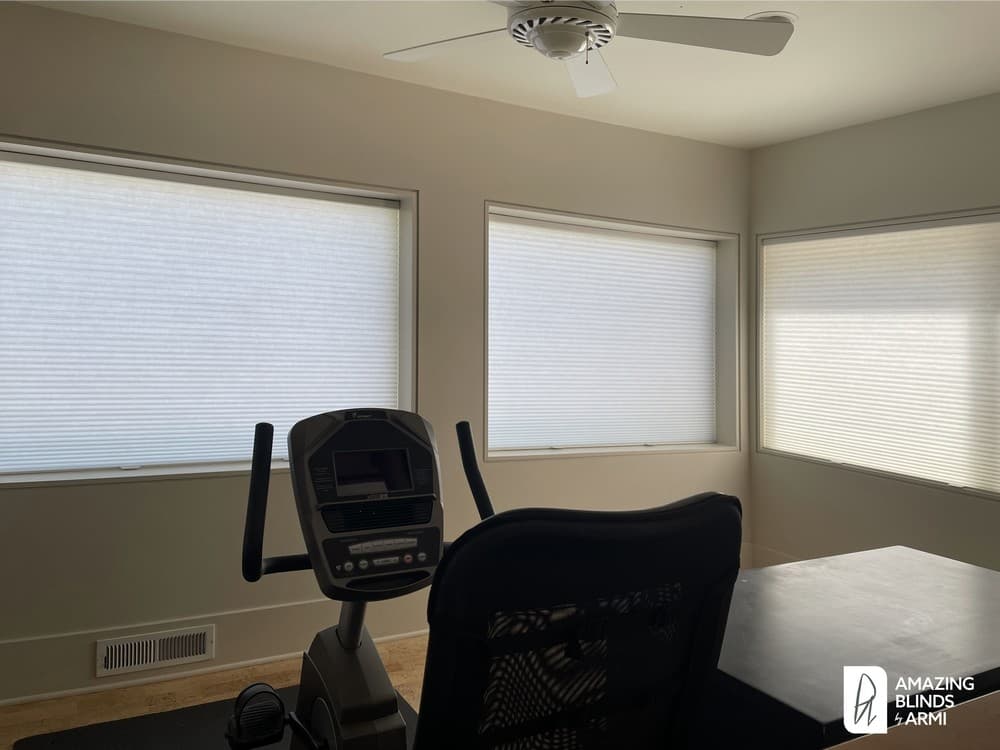 Functional Honeycomb Shades for an Exercise Room on 38th Ave in Madrona, Seattle, WA