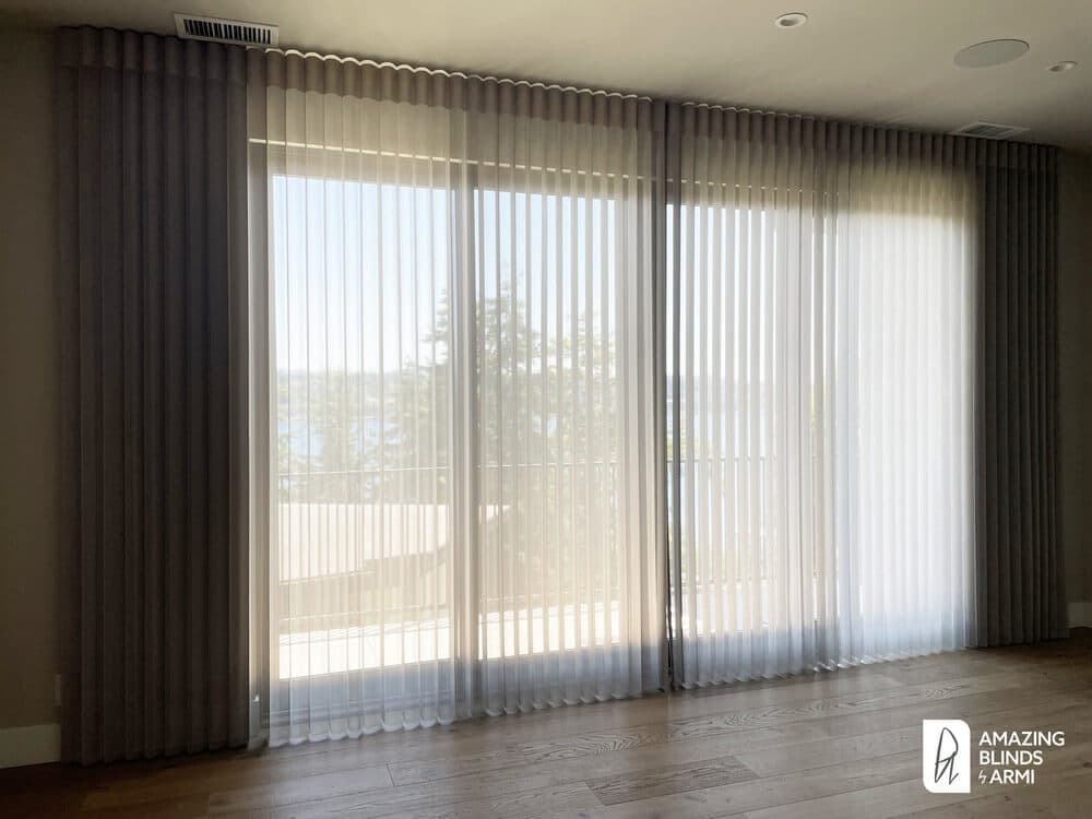 Innovative Sheers for Wide Sliding Glass Doors on E Mercer Way in Mercer Island, WA