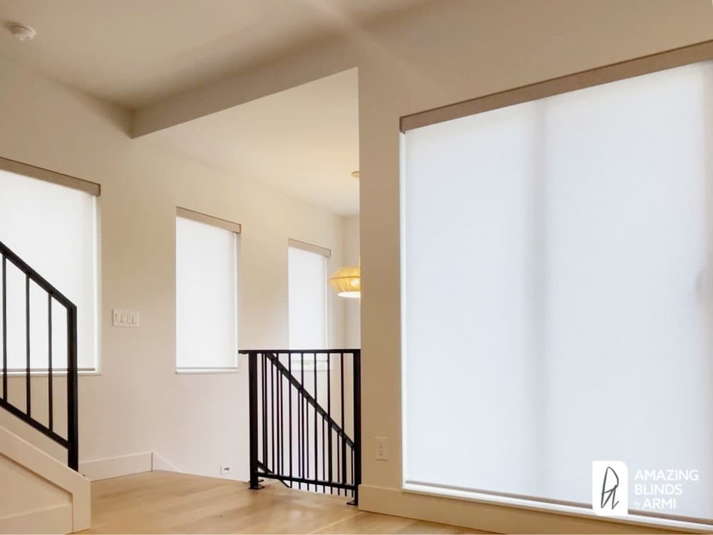 Modern Motorized Roller Shades for a Townhome on 30th Ave W in Magnolia, Seattle, WA 2