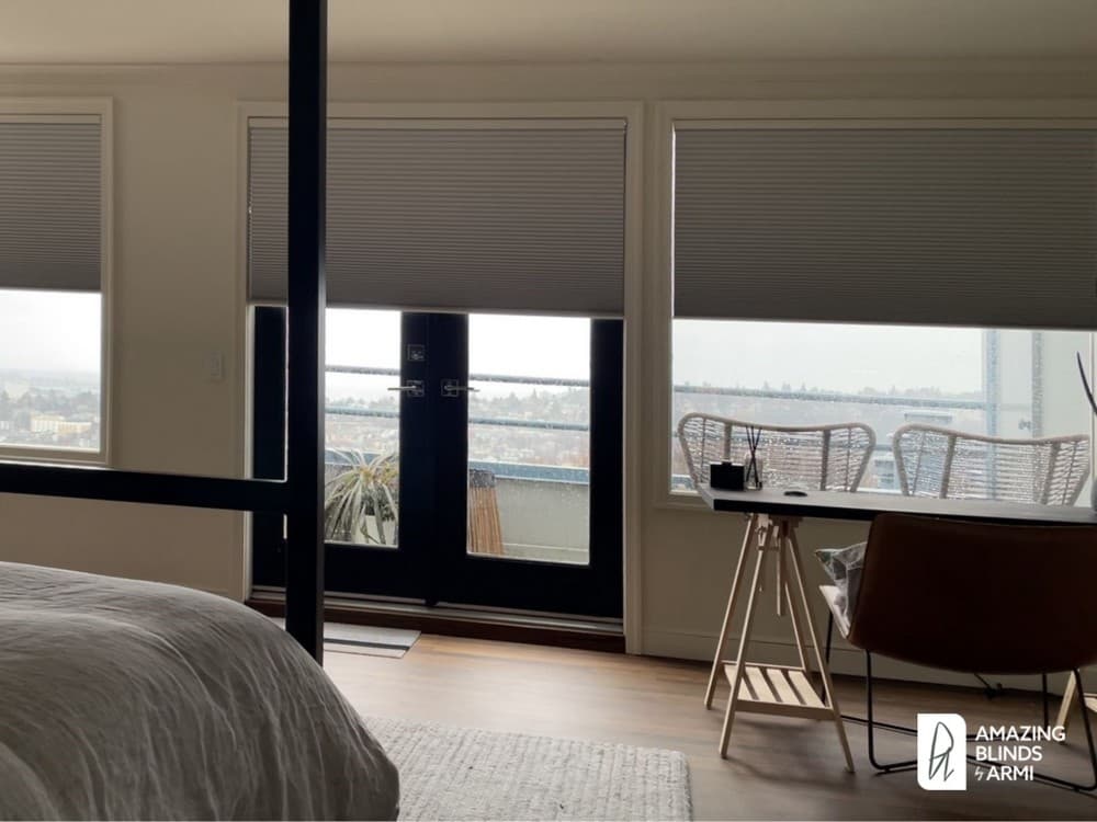 Stunning Motorized Honeycomb Shades for a Loft on Taylor Ave N in Queen Anne, Seattle, WA 2