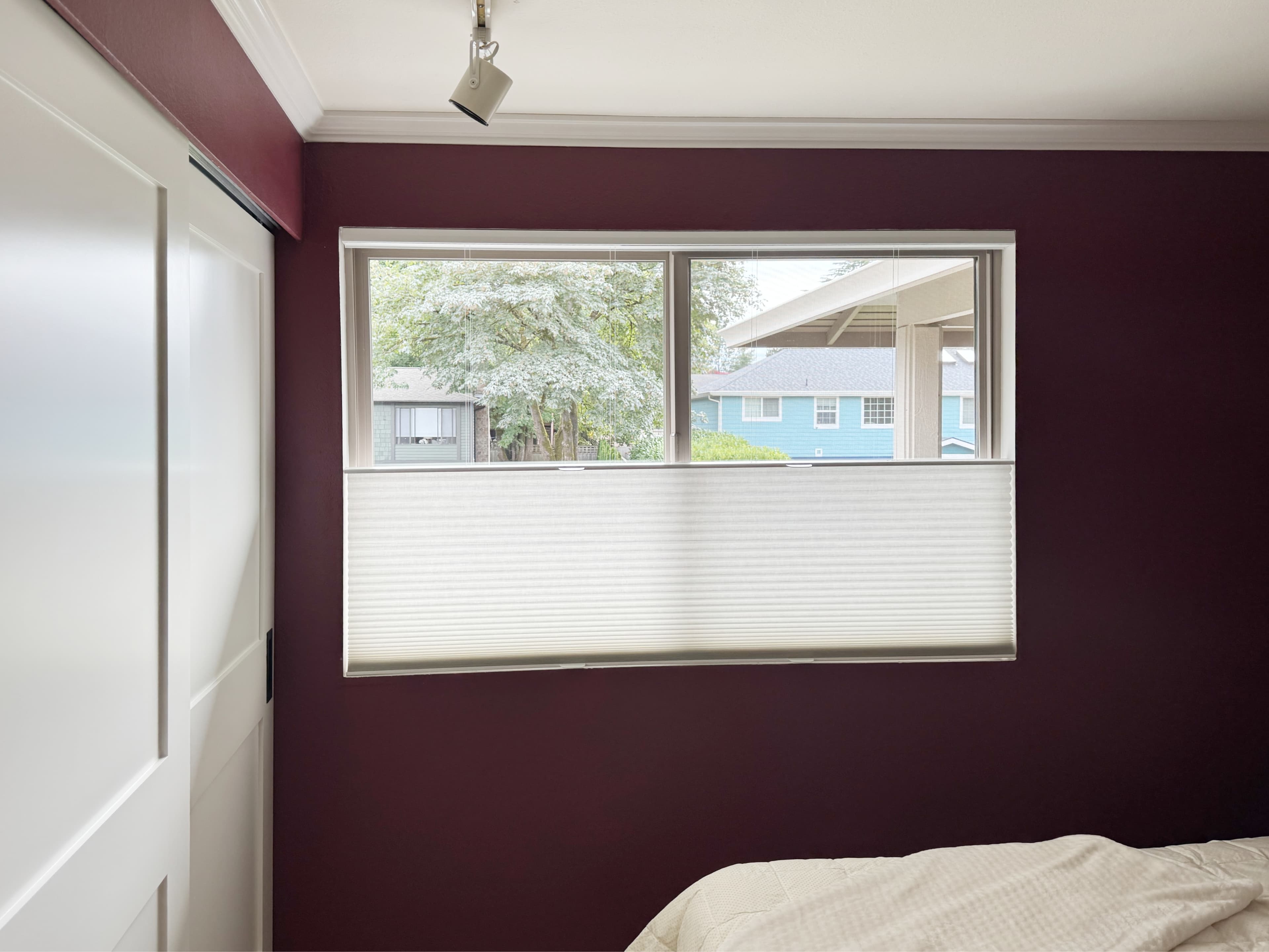 Hunter Douglas Duette® Architella® honeycomb shades with top-down bottom-up for bedroom in Newcastle